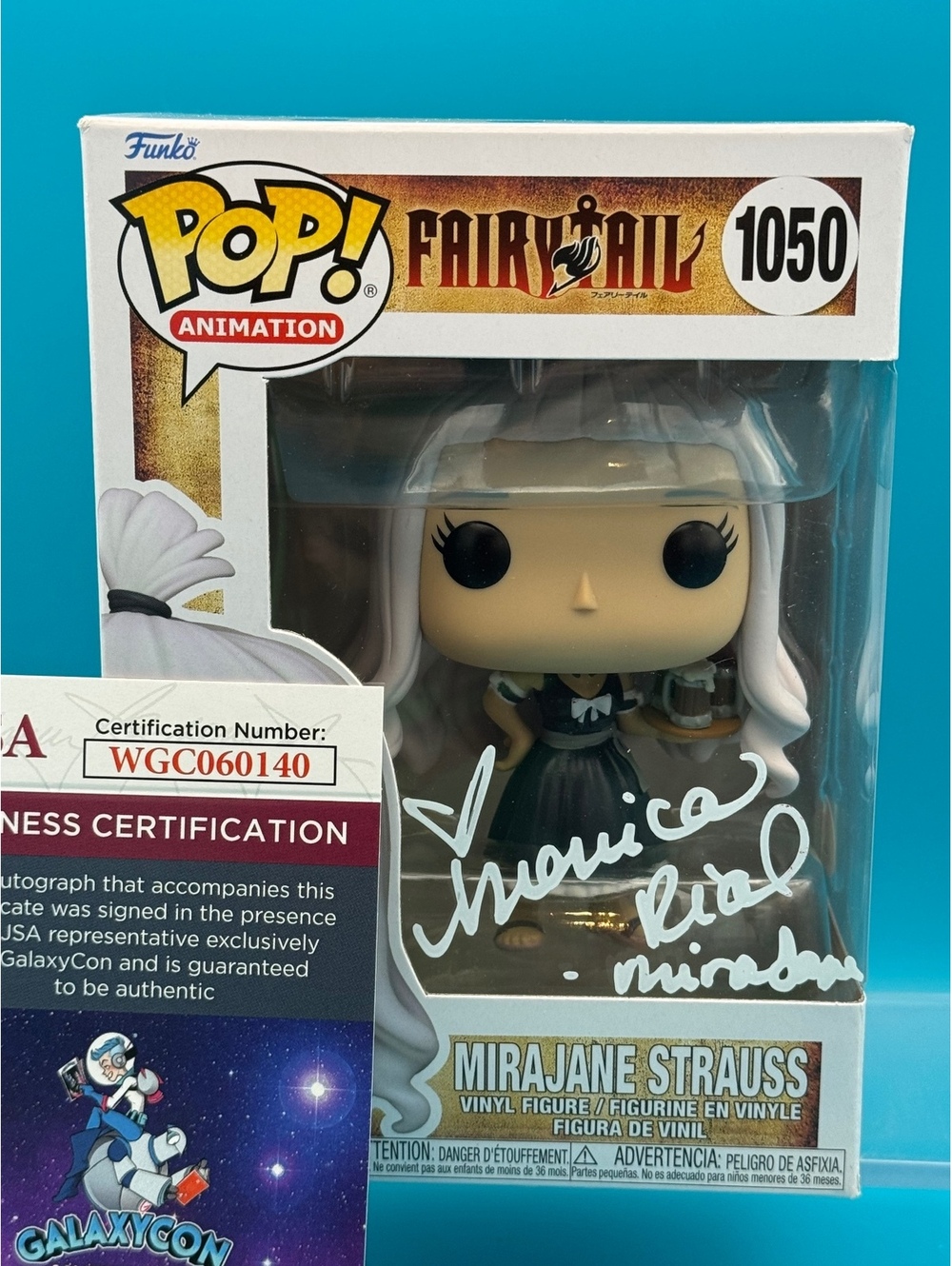 Monica Rial signed Mirajane Strauss Fairy tail Funko with witnessed JSA COA